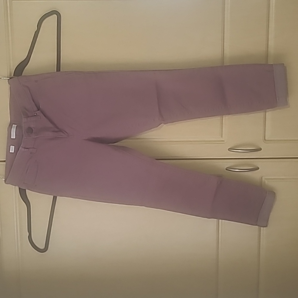 Dusty rose skinny jeans.